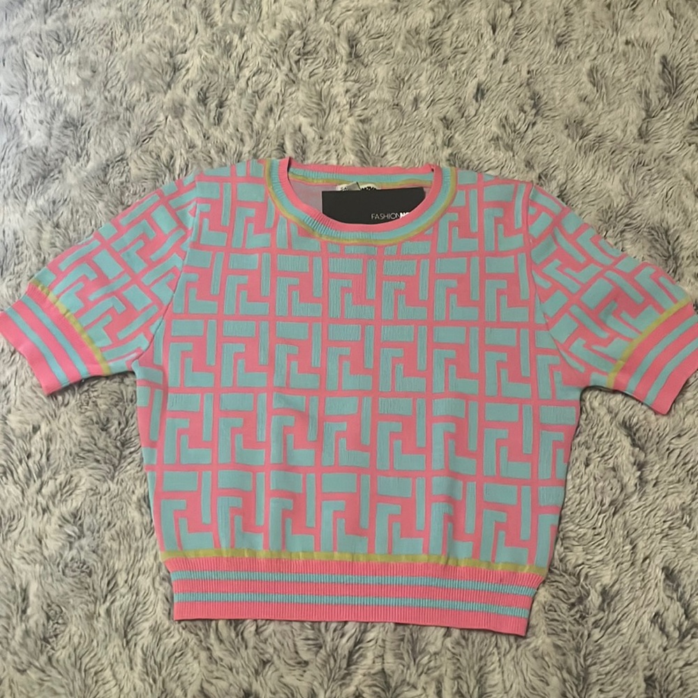 Two piece set neon pink and blue